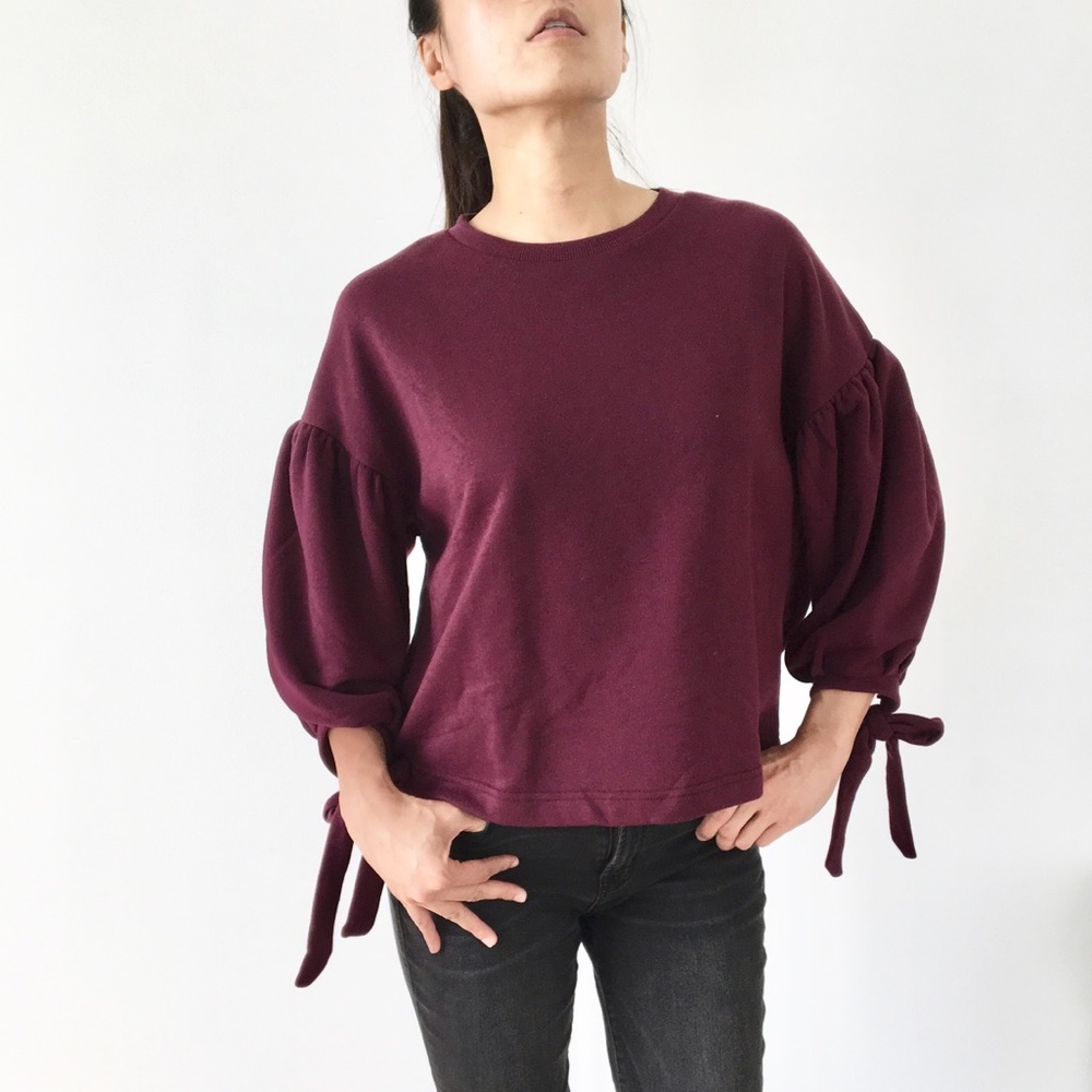 Langley crew sweater top with sleeve detail - Picture 3 of 8